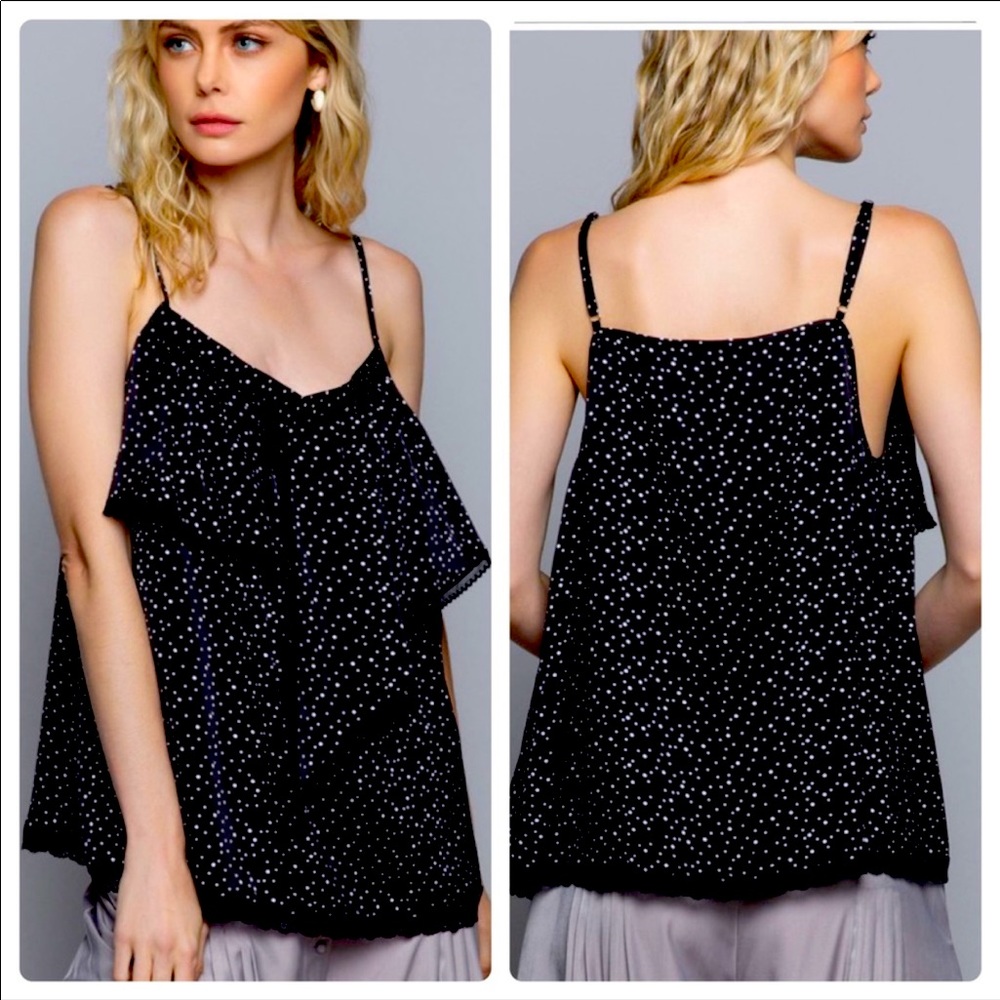 POL🌟camisole top w/front detail in black & white - Picture 2 of 10